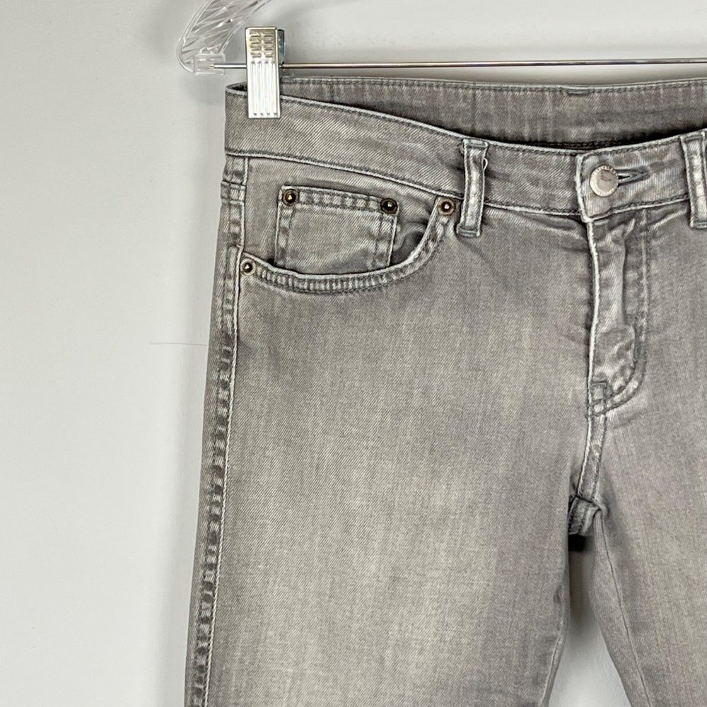 Red Valentino Womens Gray Skinny Jeans Pleated Pocket Made In Italy Size 26 View 4